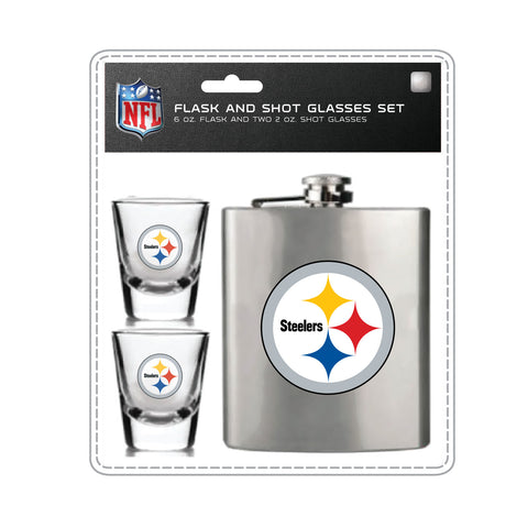 Pittsburgh Steelers Flask & Shot Gift Set