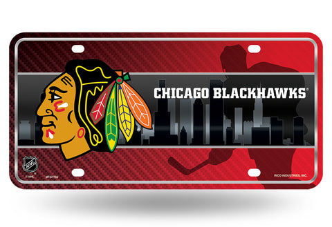 Chicago Blackhawks Metal Logo License Plate