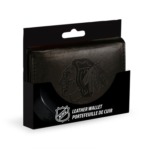 Chicago Blackhawks Embossed Trifold Wallet - Black