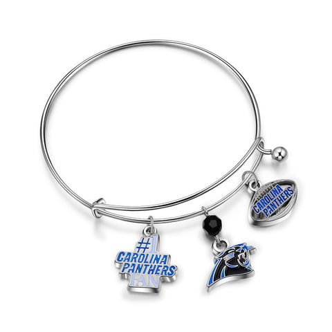 Carolina Panthers NFL 3 Charm Bracelet