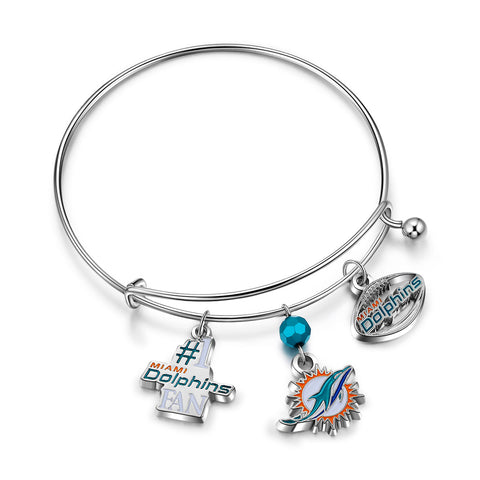 Miami Dolphins NFL 3 Charm Bracelet