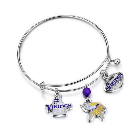 Minnesota Vikings NFL 3 Charm Bracelet