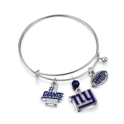 New York Giants NFL 3 Charm Bracelet