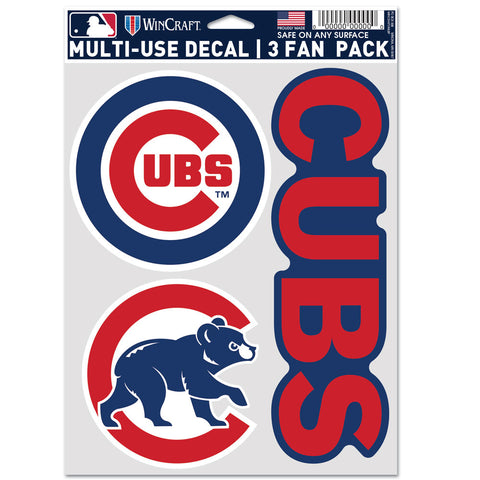 Chicago Cubs 3pc Fan Multi Use Decal Set
