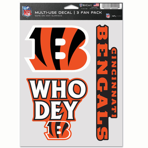 Cincinnati Bengals 3pc Fan Multi Use Decal Set