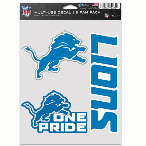 Detroit Lions 3pc Fan Multi Use Decal Set