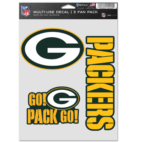 Green Bay Packers 3pc Fan Multi Use Decal Set