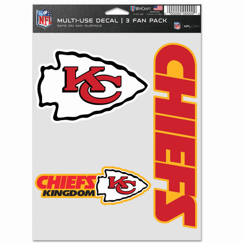 Kansas City Chiefs 3pc Fan Multi Use Decal Set