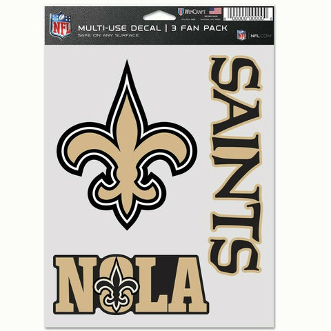 New Orleans Saints 3pc Fan Multi Use Decal Set