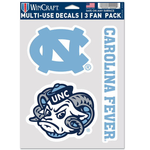 North Carolina Tar Heels 3pc Fan Multi Use Decal Set