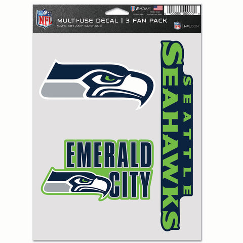 Seattle Seahawks 3pc Fan Multi Use Decal Set