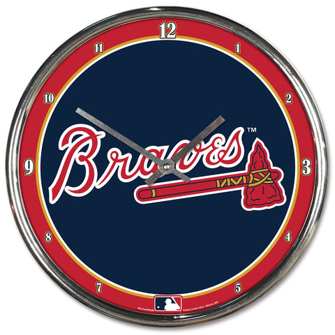 Atlanta Braves Round Chrome Clock