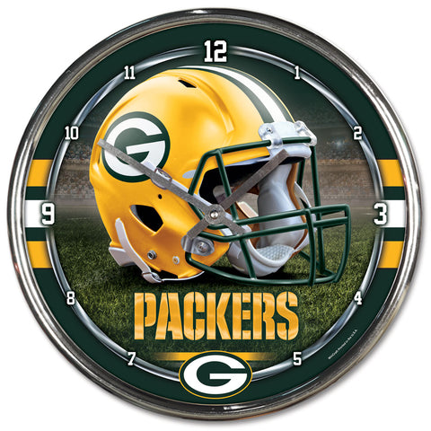 Green Bay Packers Round Chrome Clock