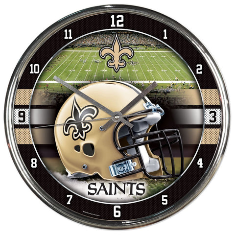 New Orleans Saints Round Chrome Clock