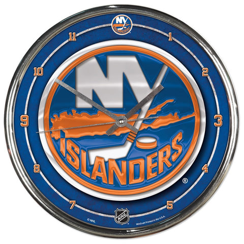 New York Islanders Round Chrome Clock