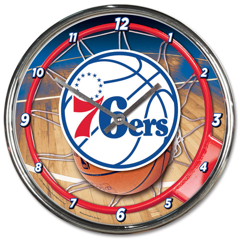 Philadelphia 76ers Round Chrome Clock