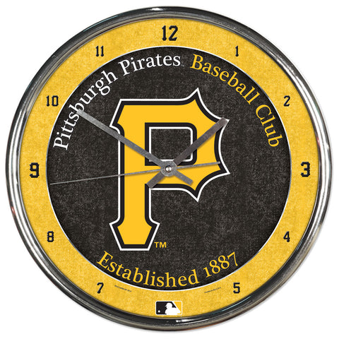 Pittsburgh Pirates Round Chrome Clock