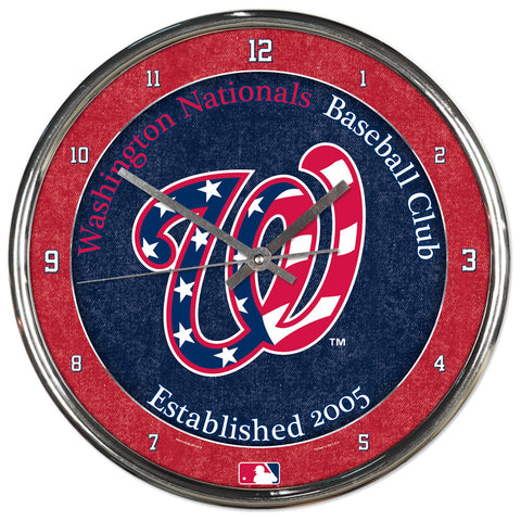 Washington Nationals Round Chrome Clock