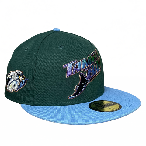 Tampa Bay Rays Green/Sky with Gray UV 25th Anniversary Sidepatch 5950 Fitted Hat