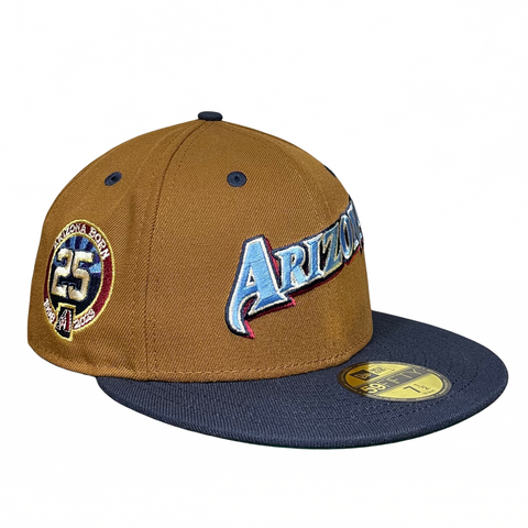 Arizona Diamondbacks Peanut/Navy with Green UV 25th Anniversary Sidepatch 5950 Fitted Hat