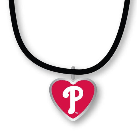 Philadelphia Phillies Crystal Heart Reversible Necklace