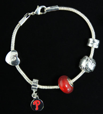 Philadelphia Phillies Glass Bead Bracelet