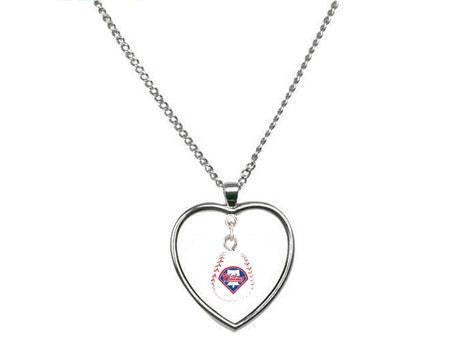 Philadelphia Phillies Heart & Baseball Necklace
