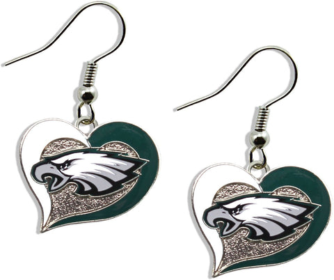 Philadelphia Eagles Swirl Heart Earrings