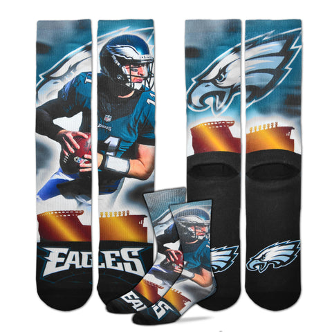 Philadelphia Eagles Carson Wentz City Star Player Socks - Youth