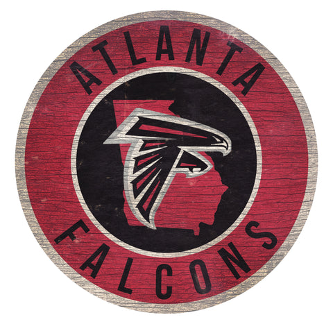 Atlanta Falcons 12" Circle with State Sign