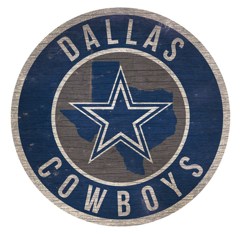 Dallas Cowboys 12" Circle with State Sign