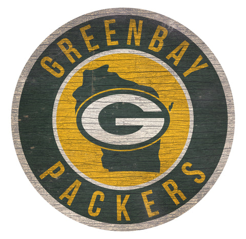 Green Bay Packers 12" Circle with State Sign