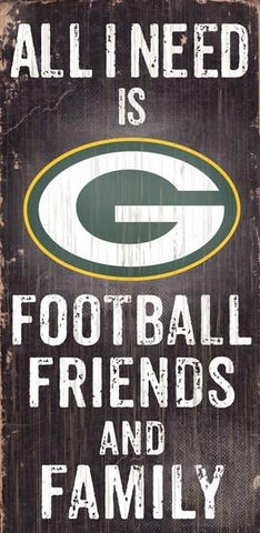 Green Bay Packers Football, Friends & Family Wooden Sign