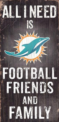 Miami Dolphins Football, Friends & Family Wooden Sign