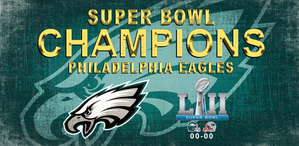 Philadelphia Eagles Super Bowl LII Champions 6" x 12" Horizontal Sign ...