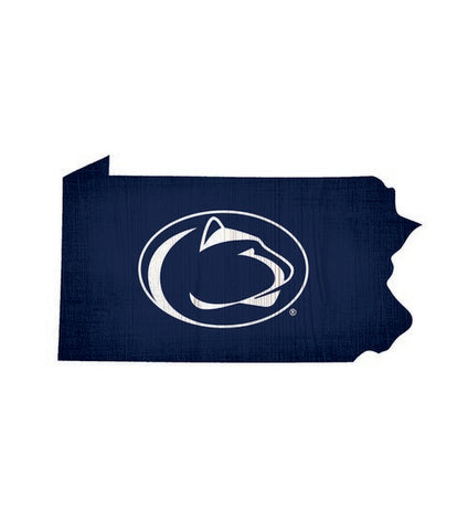 Penn State Nittany Lions Team Color State Cutout Wooden Sign