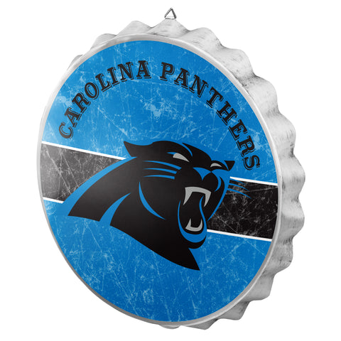 Carolina Panthers Metal Distressed Bottle Cap Sign