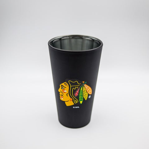 Chicago Blackhawks Black Matte/Chrome Pint