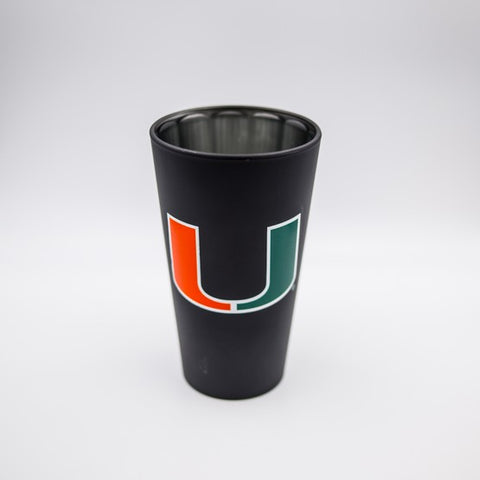 Miami Hurricanes Black Matte/Chrome Pint