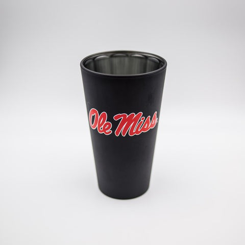 Ole Miss Rebels Black Matte/Chrome Pint