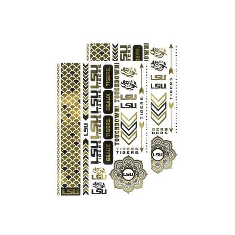 LSU Tigers Metallic Body Tattoos