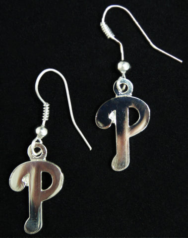 Philadelphia Phillies Silver J-Hook "P" Earrings