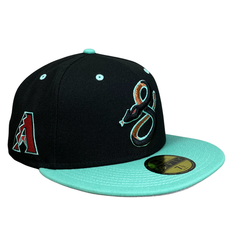 Arizona Diamondbacks Black/Mint with Gray UV Arizona A Sidepatch 5950 Fitted Hat