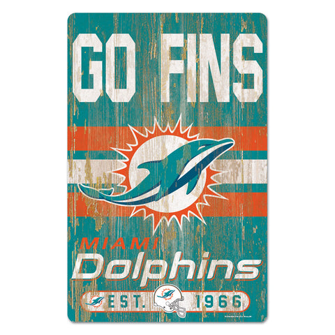 Miami Dolphins 11" x 17" Slogan Wood Sign