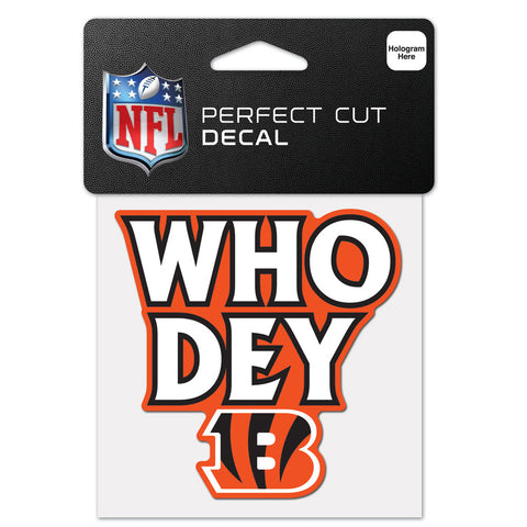 Cincinnati Bengals 4" x 4" Slogan Logo DieCut Decal