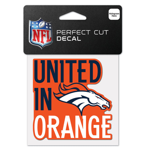 Denver Broncos 4" x 4" Slogan Logo DieCut Decal