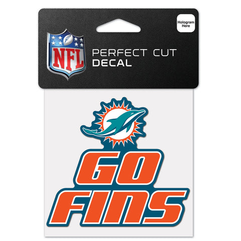 Miami Dolphins 4" x 4" Slogan Logo DieCut Decal