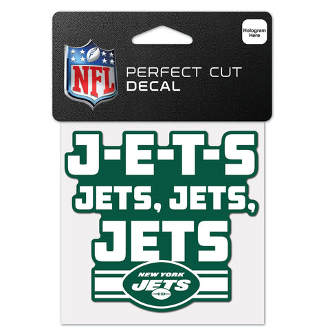 New York Jets 4" x 4" Slogan Logo DieCut Decal