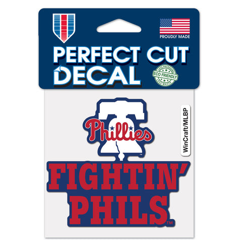 Philadelphia Phillies 4" x 4" Slogan Logo DieCut Decal