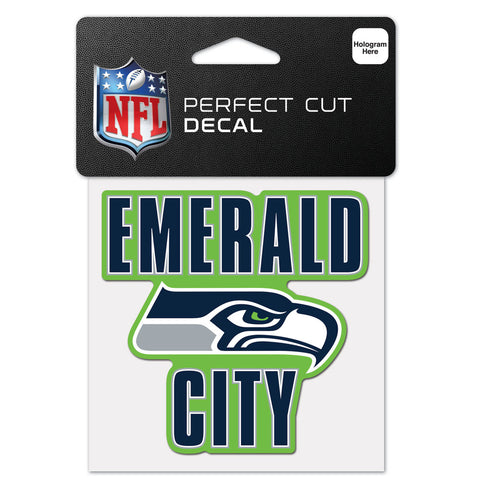 Seattle Seahawks 4" x 4" Slogan Logo DieCut Decal